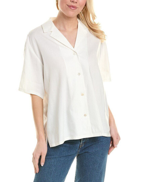 Rebecca Taylor Linen-Blend Cabana Shirt Women's White Xs