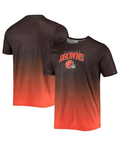 Men's Brown, Orange Cleveland Browns Gradient Rash Guard Swim Shirt