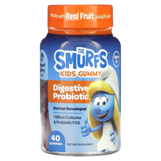 Пробиотики для пищеварения для детей The Smurfs Kids Gummy, Ягода Смурфов 40 жевательных конфет - Детское здоровье