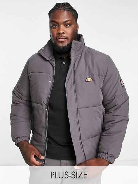 ellesse plus puffer jacket with branding in grey