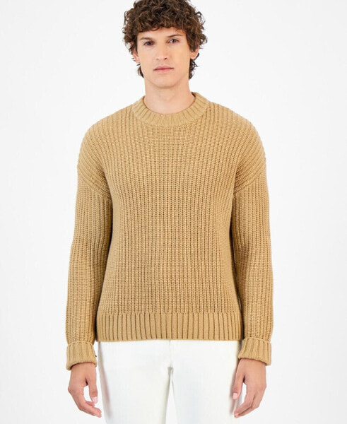 Men's Stepped Hem Crewneck Sweater