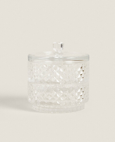 Sweet glass jar with raised detail