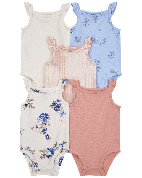 Baby 5-Pack Floral Flutter Bodysuits 3M