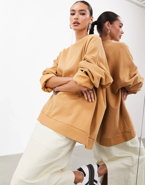 ASOS EDITION premium oversized heavy weight sweatshirt in camel