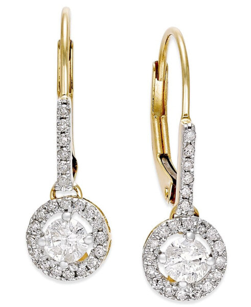 Diamond Round Drop Earrings in 14k White Gold or Yellow Gold (1/2 ct. t.w.)