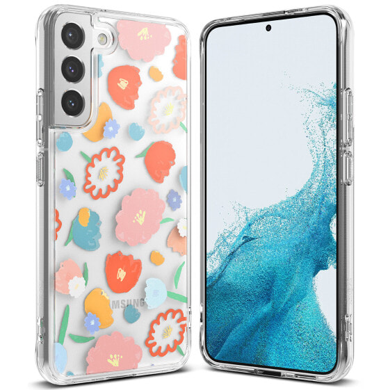 Pancerne etui pokrowiec z żelową ramką Galaxy S22+ Fusion Design Floral przezroczysty