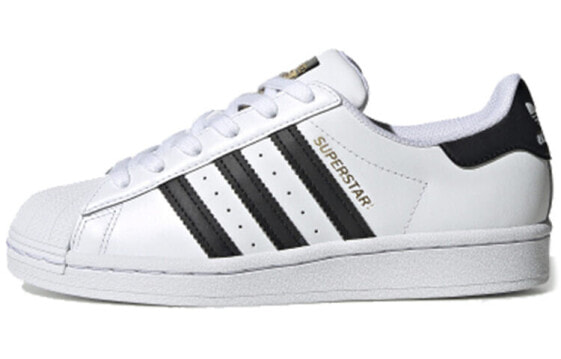 大童 adidas originals Superstar J 贝壳头 潮流前卫 金标经典款 低帮 板鞋 白黑