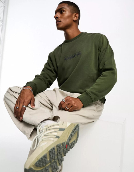 Napapijri Box chest logo sweatshirt in khaki