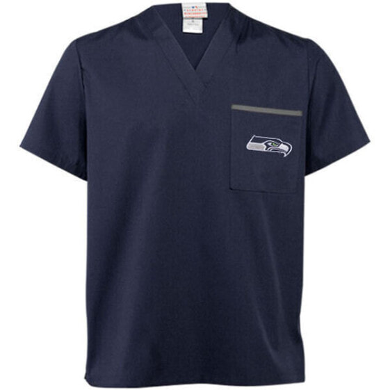 Scrubs Scrub Top Unisex NFL Seattle Seahawks Navy Blue NEW