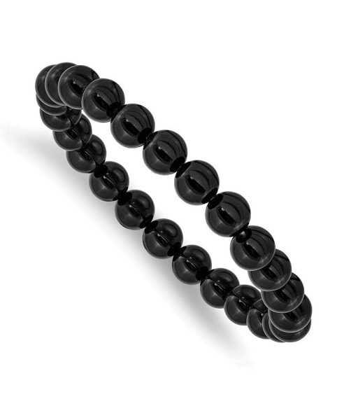 8mm Black Agate Beaded Stretch Bracelet