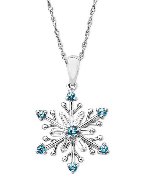 Blue Topaz (3/8 ct. t.w.) and White Topaz (3/8 ct. t.w.) Snowflake Pendant Set in Sterling Silver