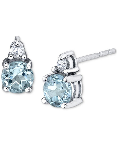 Серьги Macy's Aquamarine & Diamond Stud