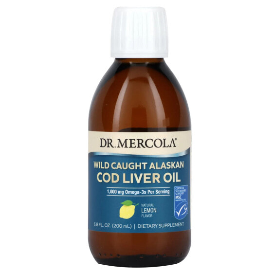 Dr. Mercola, Жир печени дикой аляскинской трески, лимон, 200 мл (6,8 жидк. Унции)