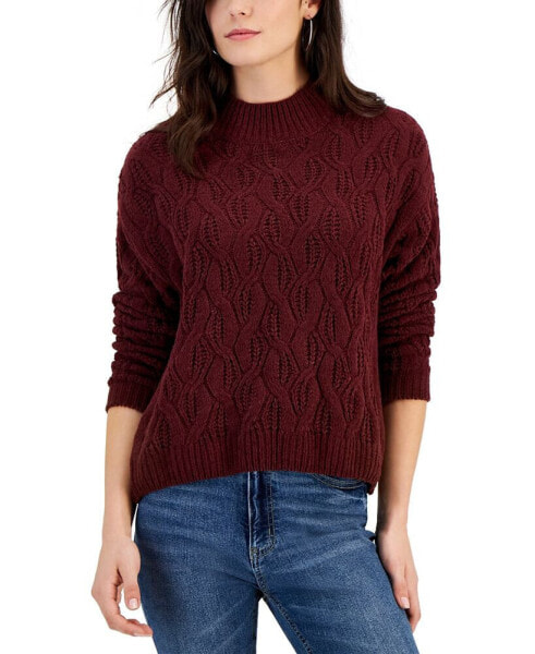 Juniors' Cable-Knit Chenille Sweater