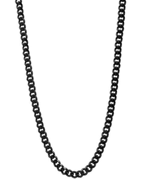 Men's Curb Link 24" Chain Necklace in Black Ion-Plated Stainless Steel