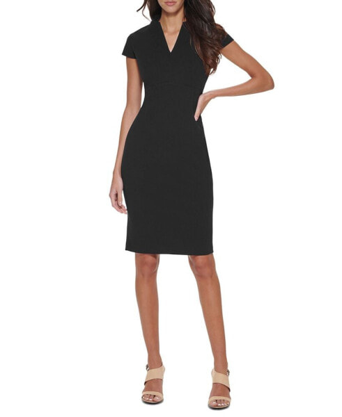 Women's V-Neck Cap Sleeve Sheath Dress