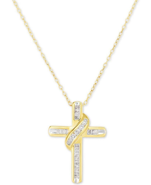 Macy's diamond Cross 18" Pendant Necklace (1/4 ct. t.w.) in 14k Gold-Plated Sterling Silver or Sterling Silver