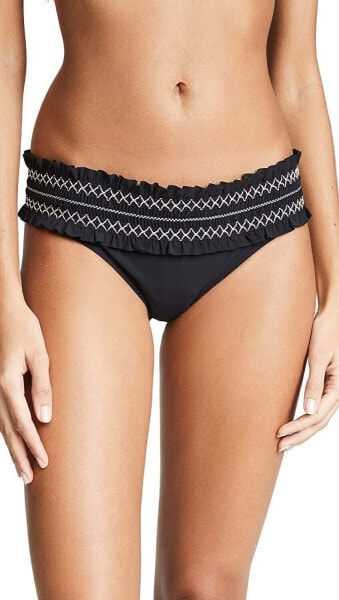 Tory Burch 264611 Women's Costa Hipster Bikini Bottom Black/New Ivory Size Small