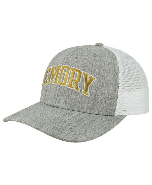 Men's Heather Gray, White Emory Eagles Arch Trucker Snapback Hat