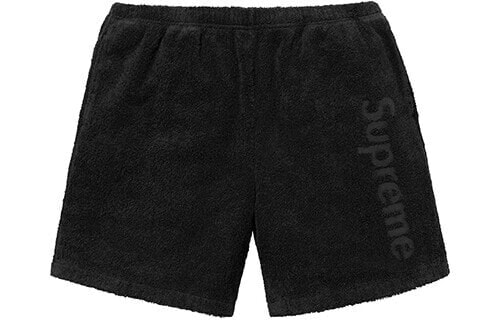 Supreme SS18 Terry Logo Short Black 字母LOGO暗纹毛巾料短裤 男女同款 黑色 / Шорты Supreme SS18 Terry SUP-SS18-396