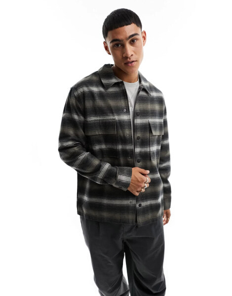 Calvin Klein flannel check overshirt in black