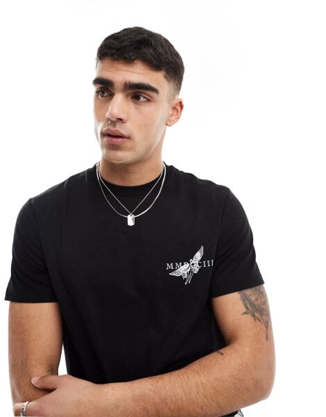 ASOS DESIGN t-shirt in black with renaissance chest print