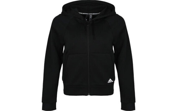 adidas W MH HOODIE 运动型格连帽开衫卫衣外套 女款 黑色 / Худи Adidas DU6570 MH Hoodie