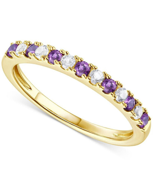 Amethyst (1/5 ct. t.w.) & Lab-Grown White Sapphire (1/5 ct. t.w.) Stack Ring in 14k Gold-Plated Sterling Silver (Also in Additional Gemstones)