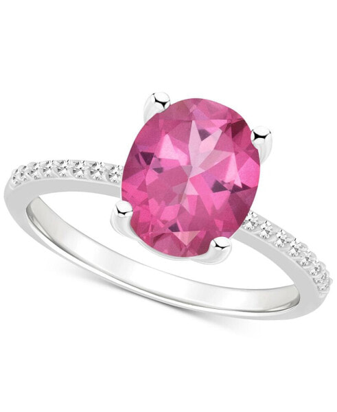 Mystic Topaz (3-5/8 ct. t.w.) & Diamond (1/10 ct. t.w.) Oval Solitaire Ring in Sterling Silver (Also in Pink Topaz)