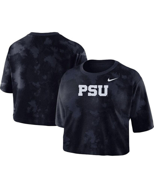 Women's Navy Penn State Nittany Lions Tie-Dye Cropped T-shirt