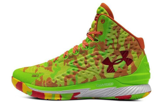 Under Armour Curry 1 防滑耐磨 高帮 篮球鞋 红绿 / Баскетбольные кроссовки Under Armour Curry 1 3026196-300