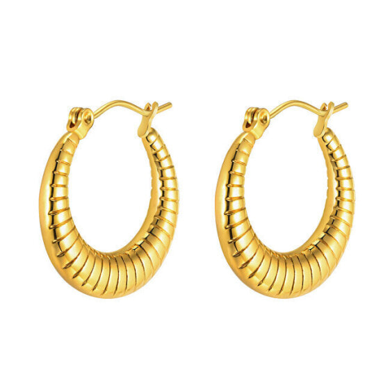 Stylish gold-plated earrings with a serrated design