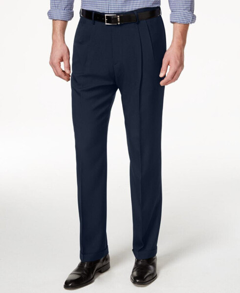 Men's ECLO Stria Classic Fit Pleated Hidden Expandable Waistband Dress Pants