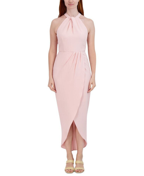 Knot-Neck Tulip-Hem Midi Dress