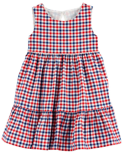 Toddler Plaid Tiered Dress 3T