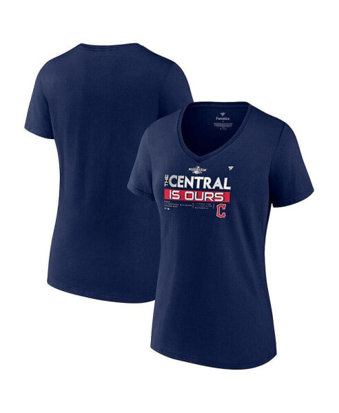 Women's Navy Cleveland Guardians 2022 AL Central Division Champions Plus Size V-Neck T-shirt