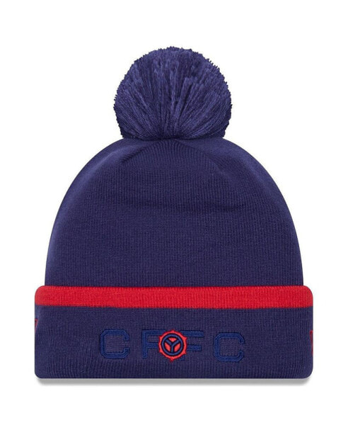 Men's Navy Chicago Fire Wordmark Kick Off Cuffed Knit Hat with Pom
