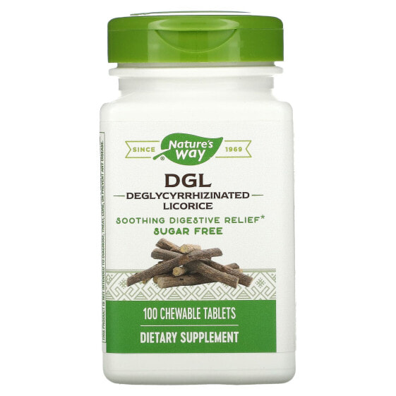 Пищевая добавка NATURE'S WAY DGL, Deglycyrrhizinated Licorice, 100 жевательных таблеток