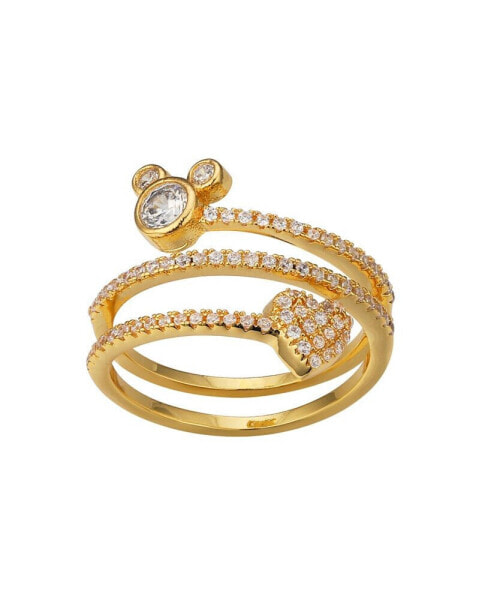 Cubic Zirconia Mickey Mouse and Heart Spiral Ring