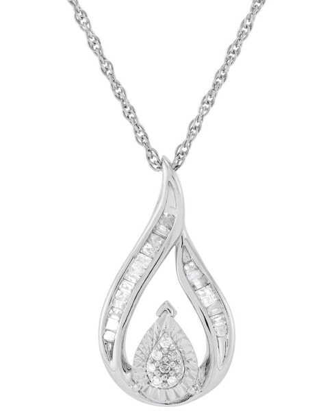 Diamond Teardrop Swirl Pendant Necklace (1/4 ct. t.w.) in Sterling Silver