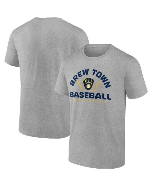 Men's Heathered Gray Milwaukee Brewers Iconic Go for Two T-shirt
