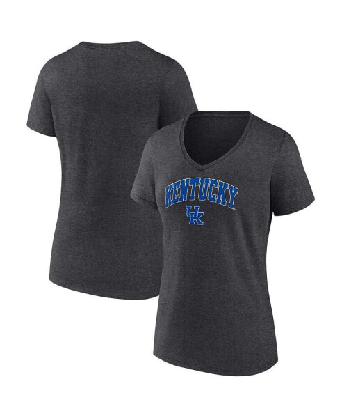 Women's Heather Charcoal Kentucky Wildcats Evergreen Campus V-Neck T-shirt