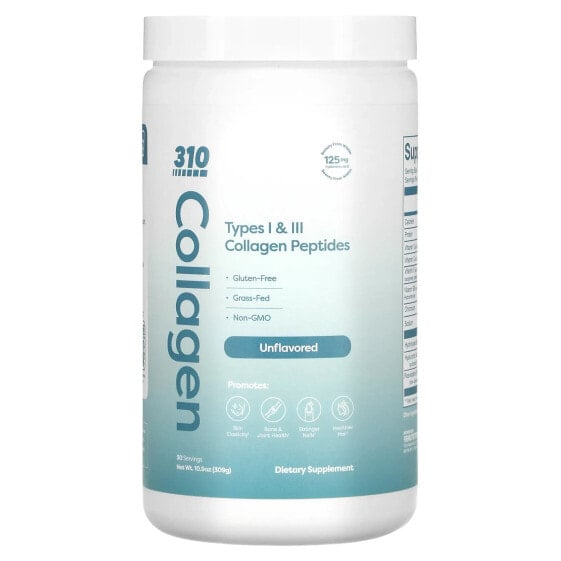 Collagen, Type I & lIl Collagen Peptides, Unflavored, 10.9 oz (309 g)