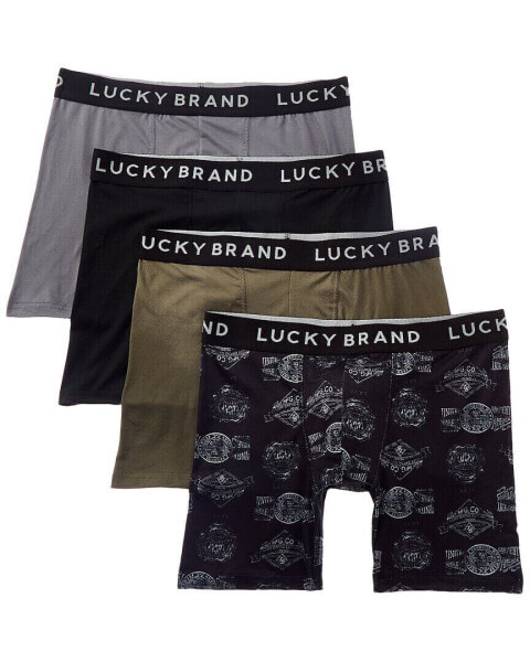 Белье мужское трусы Lucky Brand 4 шт Essential Soft Boxer Brief