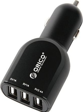 Черная автомобильная USB-зарядка Orico UCA-3U-BK 3x USB-A 5.8 A (UB209)