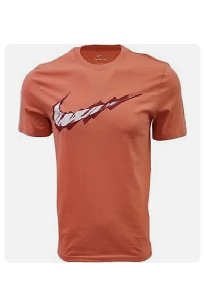 Dv2321-814 Men's Orange Paint Swoosh Round Neck Short Sleeve T-shirt Hy143