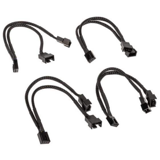 Akasa PWM Lüftersplitter, 4er Pack - schwarz