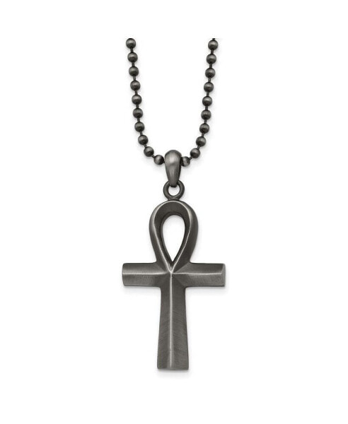 Chisel white Bronze Plated Ankh Pendant Ball Chain Necklace