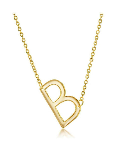 Sterling Silver 14k Gold Plated Sideways Initial Necklace