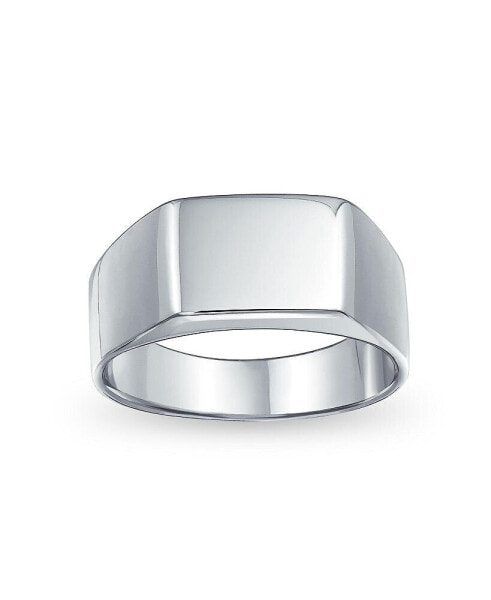 Simple Monogram Rectangle Shape Signet Band Ring .925 Sterling Silver